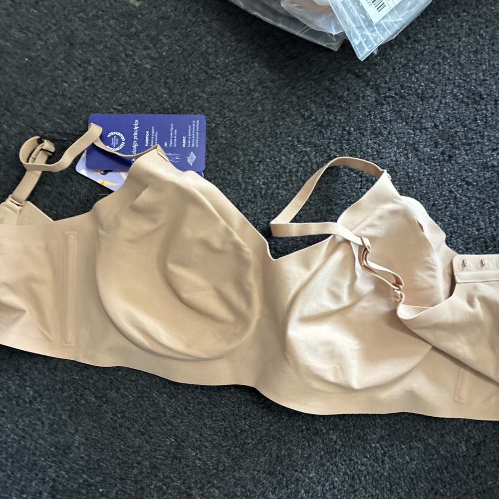 Honeylove Bra Sand Silhouette Wireless Remove Pads Back SZ Medium 36 B/C - Picture 6 of 8